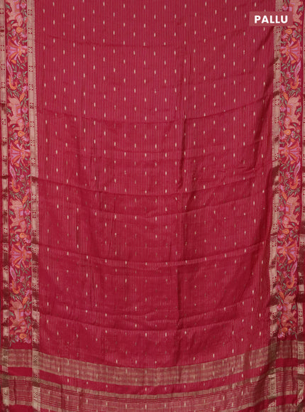 Semi chanderi saree pink with allover zari weaves & buttas and embroidery border