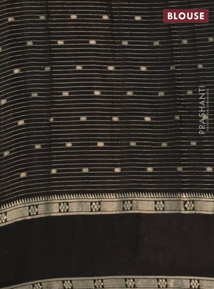Semi chanderi saree black with allover zari weaves & buttas and embroidery border