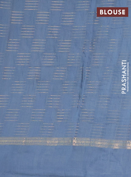 Semi chanderi saree pastel blue with allover zari woven geometric weaves and pichwai embroidery border