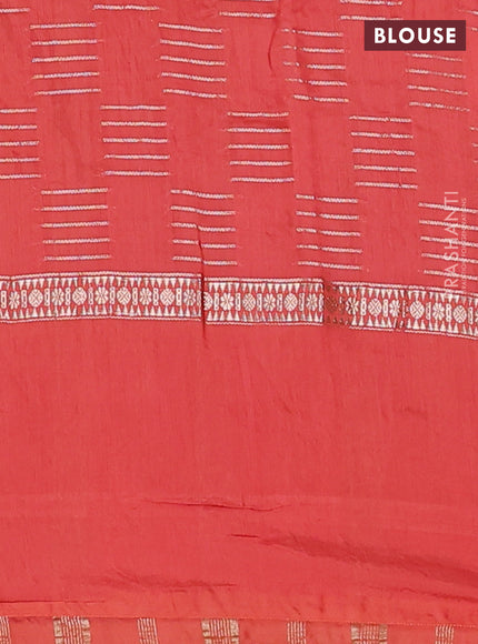 Semi chanderi saree orange with allover zari woven geometric weaves and pichwai embroidery border