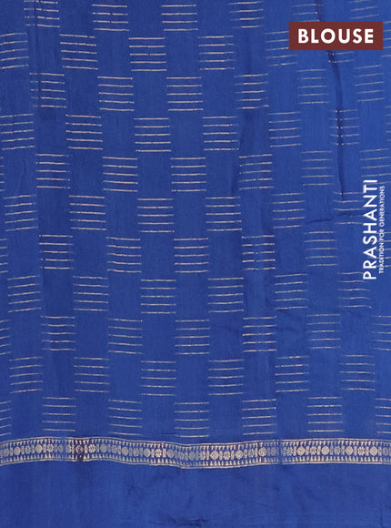 Semi chanderi saree blue with allover zari woven geometric weaves and pichwai embroidery border