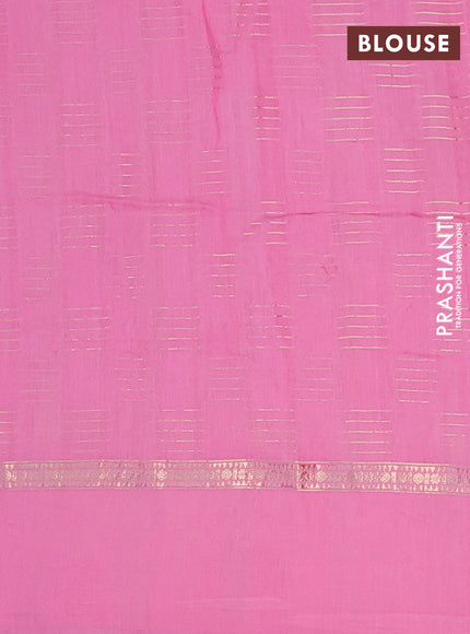 Semi chanderi saree light pink with allover zari woven geometric weaves and pichwai embroidery border