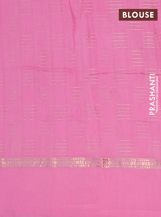 Semi chanderi saree light pink with allover zari woven geometric weaves and pichwai embroidery border