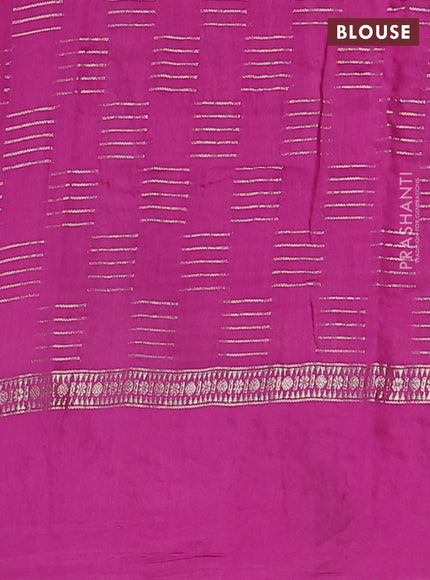 Semi chanderi saree magenta pink with allover zari woven geometric weaves and pichwai embroidery border