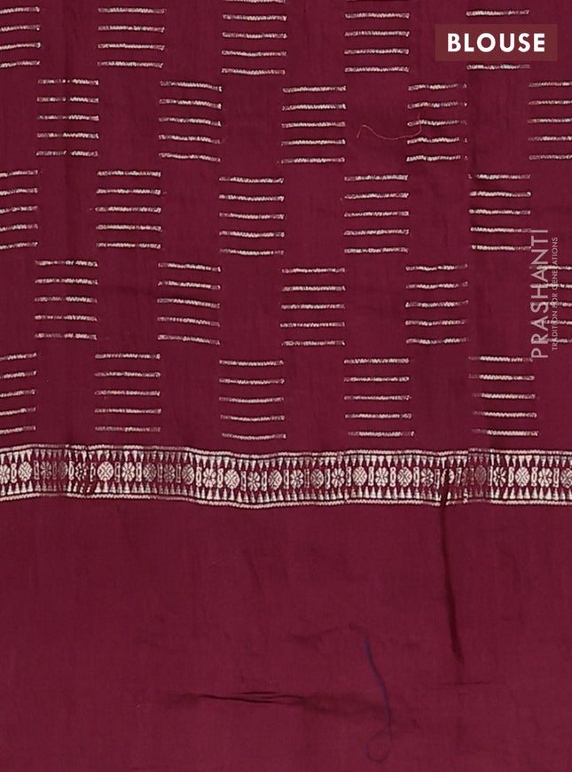 Semi chanderi saree maroon with allover zari woven geometric weaves and pichwai embroidery border