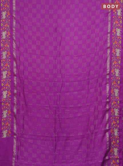 Semi chanderi saree purple with allover zari woven geometric weaves and pichwai embroidery border