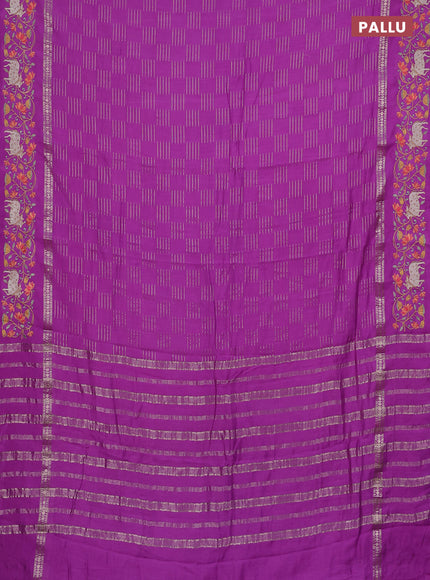 Semi chanderi saree purple with allover zari woven geometric weaves and pichwai embroidery border