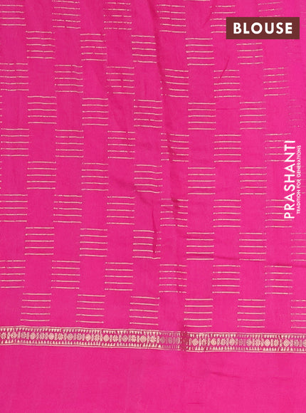 Semi chanderi saree pink with allover zari woven geometric weaves and pichwai embroidery border