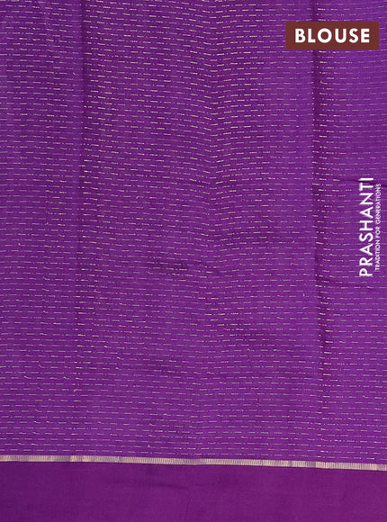 Semi chanderi saree violet with allover zari woven stripes pattern and embroidery border