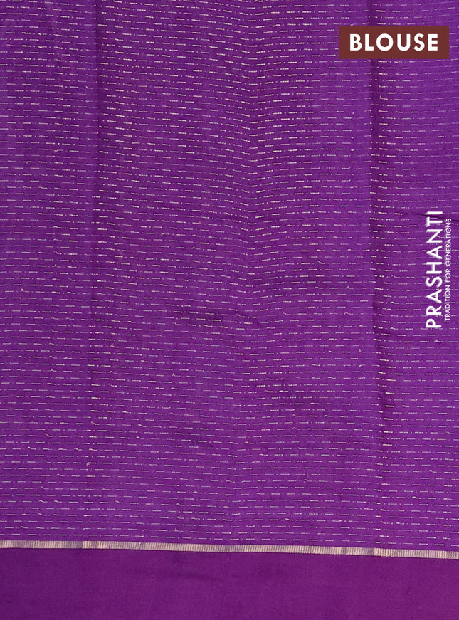 Semi chanderi saree violet with allover zari woven stripes pattern and embroidery border