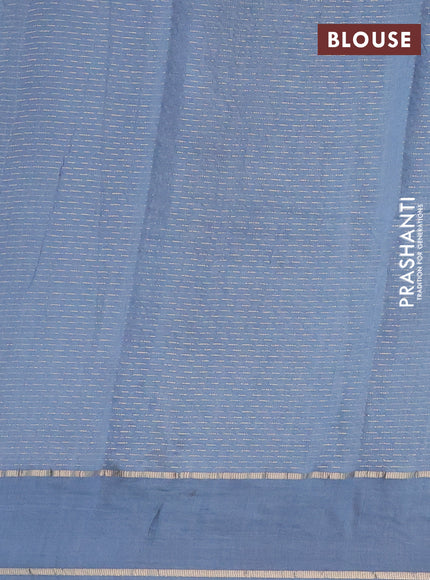 Semi chanderi saree pastel blue with allover zari woven stripes pattern and embroidery border