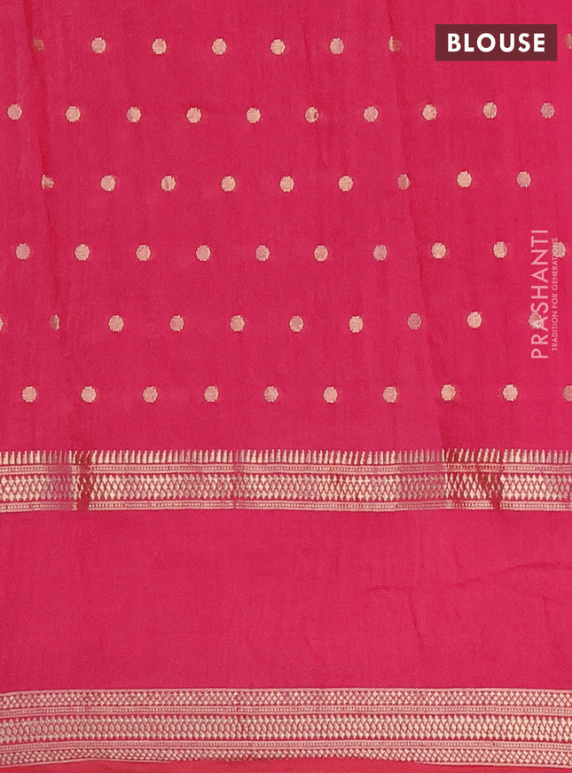 Semi chanderi saree pink with allover zari woven buttas and floral embroidery border