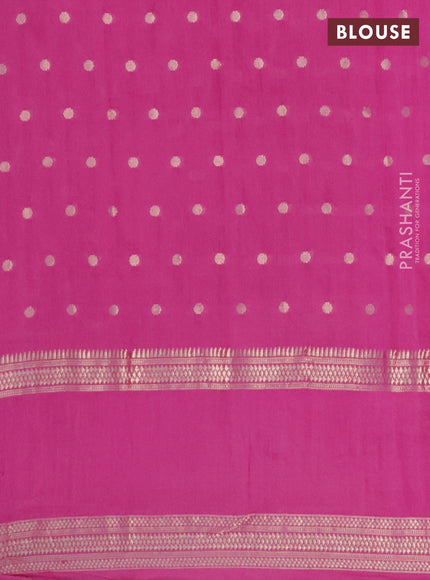 Semi chanderi saree pink with allover zari woven buttas and floral embroidery border