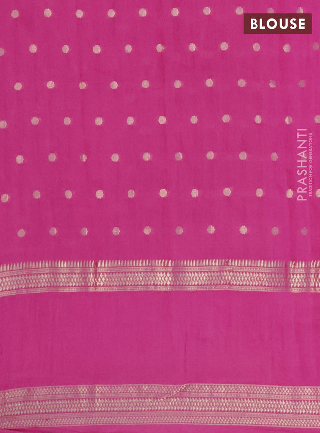 Semi chanderi saree pink with allover zari woven buttas and floral embroidery border