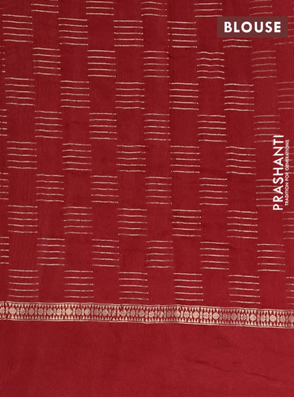 Semi chanderi saree maroon with allover zari weaves and embroidery border