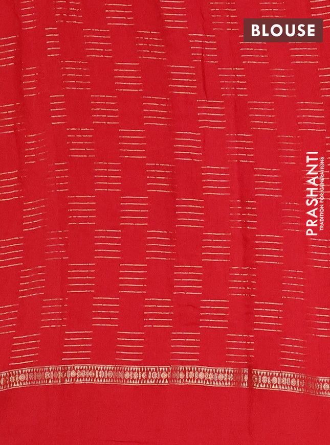 Semi chanderi saree red with allover zari weaves and embroidery border