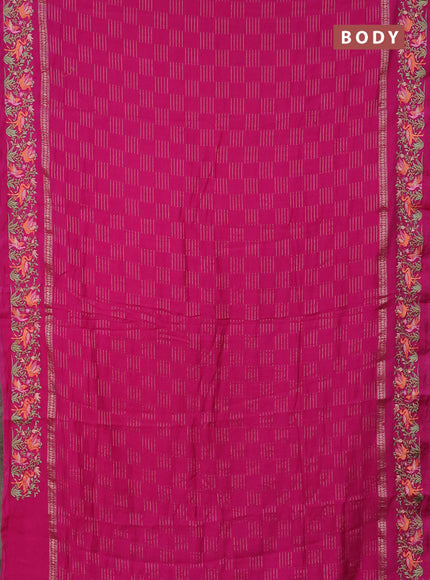 Semi chanderi saree pink with allover zari weaves and embroidery border