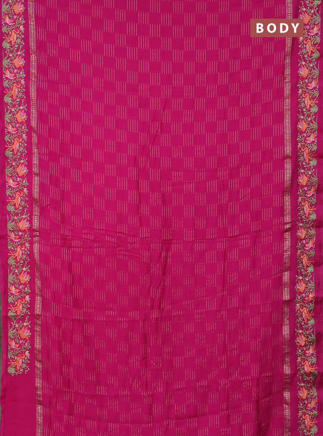 Semi chanderi saree pink with allover zari weaves and embroidery border