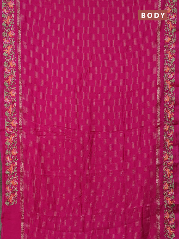 Semi chanderi saree pink with allover zari weaves and embroidery border