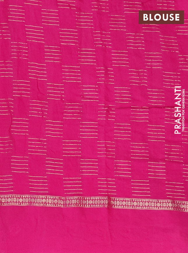 Semi chanderi saree pink with allover zari weaves and embroidery border