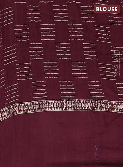 Semi chanderi saree deep maroon with allover zari weaves and embroidery border