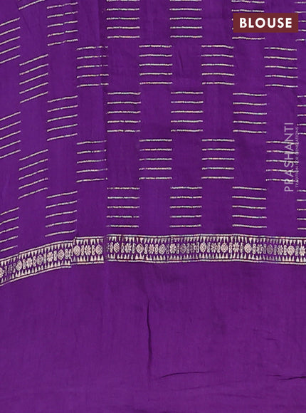 Semi chanderi saree violet with allover zari weaves and embroidery border
