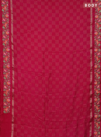 Semi chanderi saree pink with allover zari weaves and embroidery border