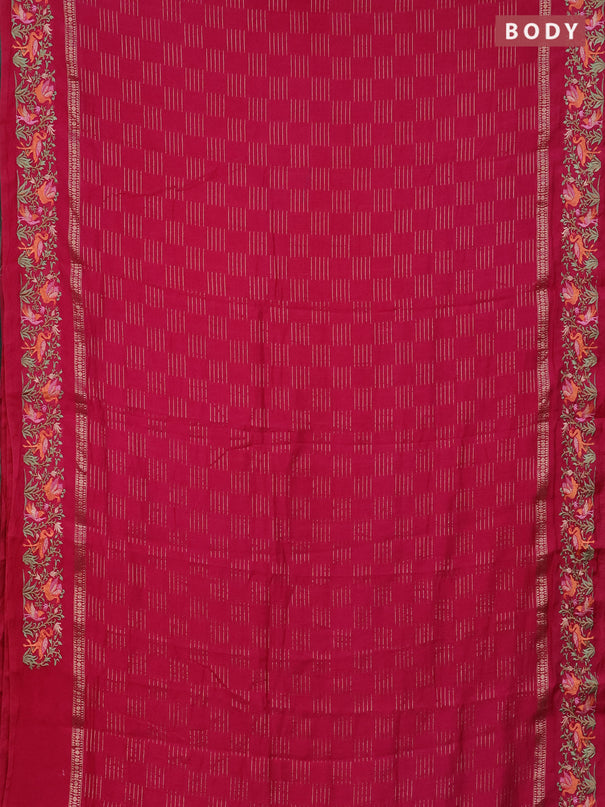 Semi chanderi saree pink with allover zari weaves and embroidery border
