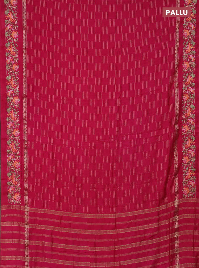 Semi chanderi saree pink with allover zari weaves and embroidery border
