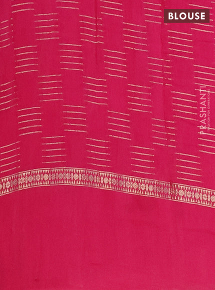 Semi chanderi saree pink with allover zari weaves and embroidery border