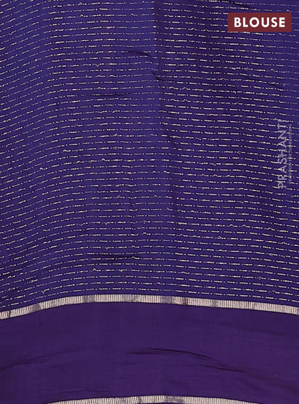 Semi chanderi saree blue with allover zari weaves and floral embroidery border