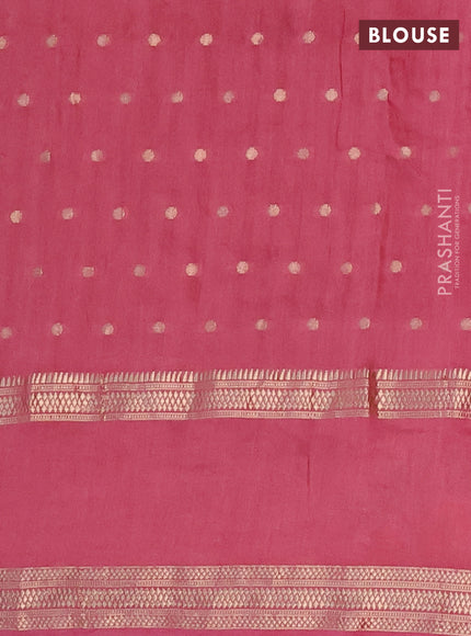 Semi chanderi saree peach pink with allover zari woven buttas and floral embroidery border