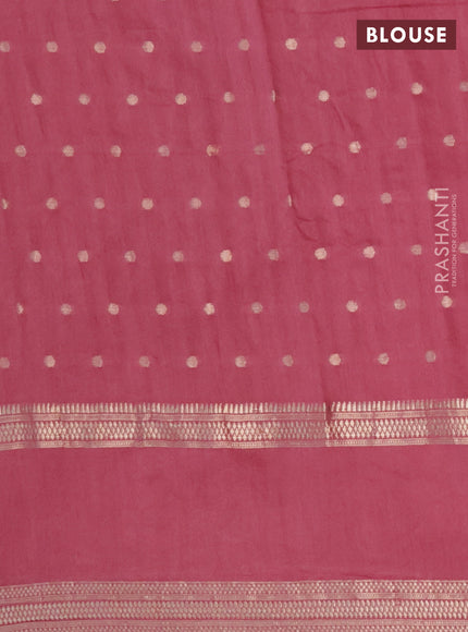 Semi chanderi saree pink shade with allover zari woven buttas and floral embroidery border
