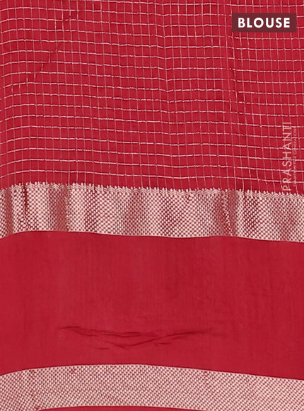 Semi chanderi saree red with allover zari woven buttas and floral embroidery border