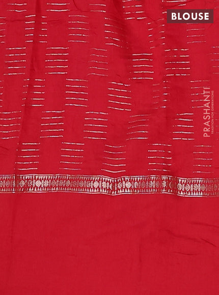 Semi chanderi saree red with allover zari woven geometric weaves and floral embroidery border