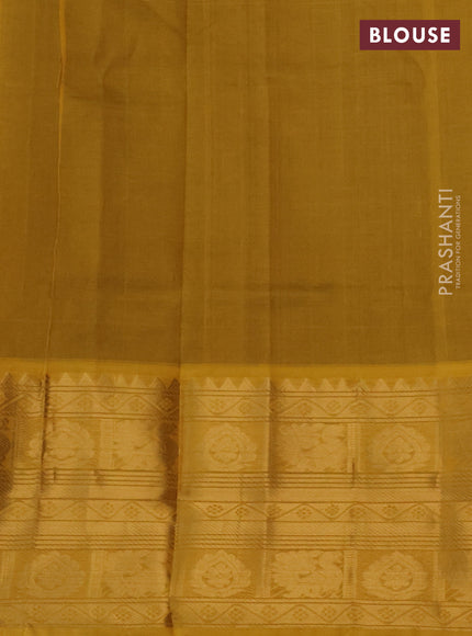 Silk cotton saree maroon and mustard yellow with silver & gold zari woven buttas and long zari woven border