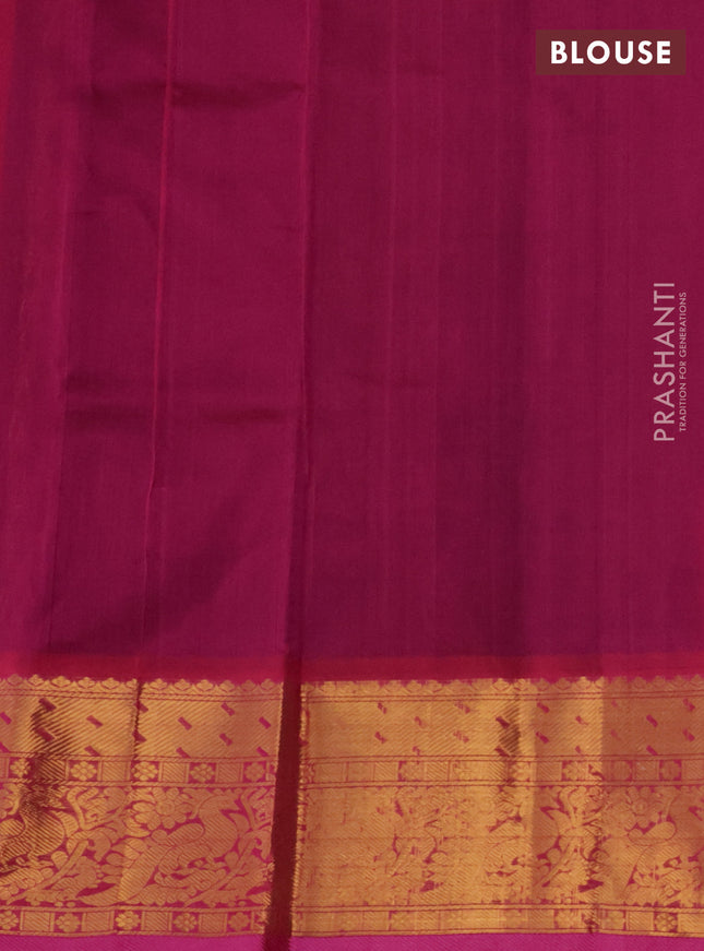 Silk cotton saree blue and pink with allover zari woven butta weaves and long zari woven border
