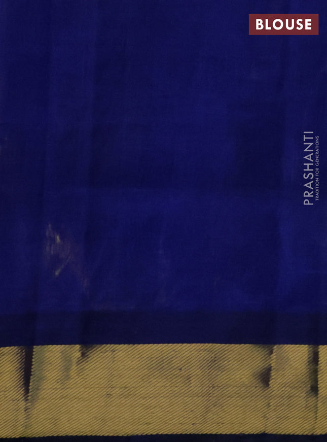 Silk cotton saree lime yellow and blue with allover paalum pazhamum checks & buttas and zari woven border