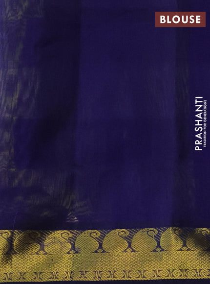 Silk cotton saree lime green and blue with allover paalum pazhamum checks & buttas and zari woven border