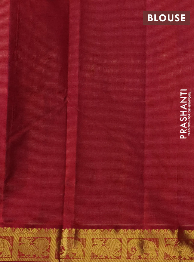 Silk cotton saree blue and maroon with allover vairosi pattern and zari woven border