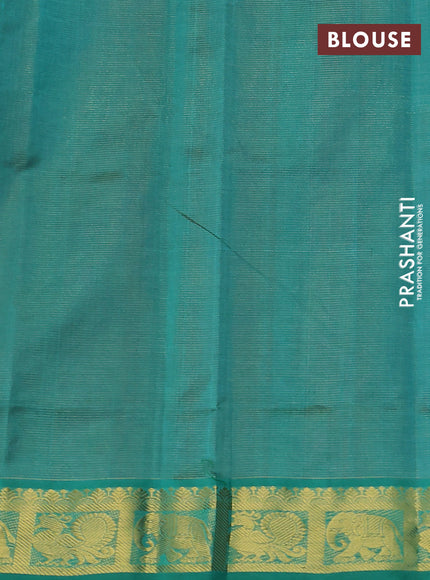 Silk cotton saree dual shade of pink and teal green with allover vairosi pattern and zari woven border