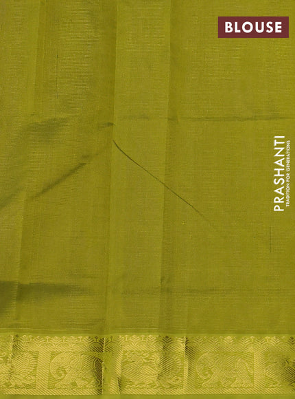 Silk cotton saree blue and lime green with allover vairosi pattern and zari woven border
