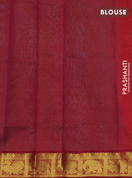 Silk cotton saree cs blue and maroon with allover vairosi pattern and zari woven border