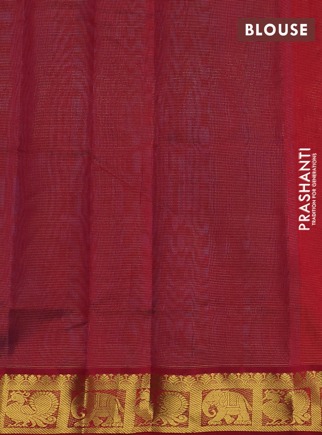 Silk cotton saree cs blue and maroon with allover vairosi pattern and zari woven border