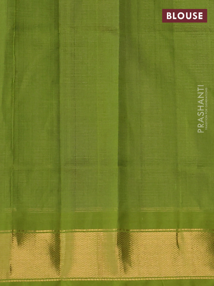 Silk cotton saree violet and light green with allover vairaosi pattern and zari woven border