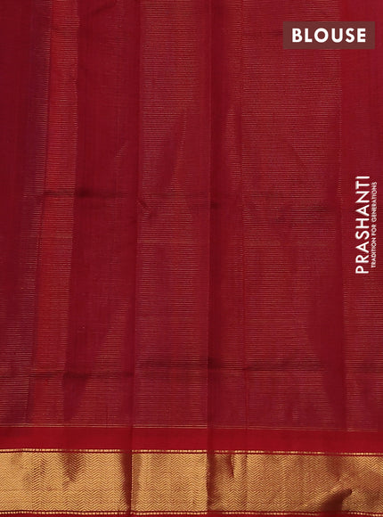 Silk cotton saree blue and red with allover vairaosi pattern and zari woven border