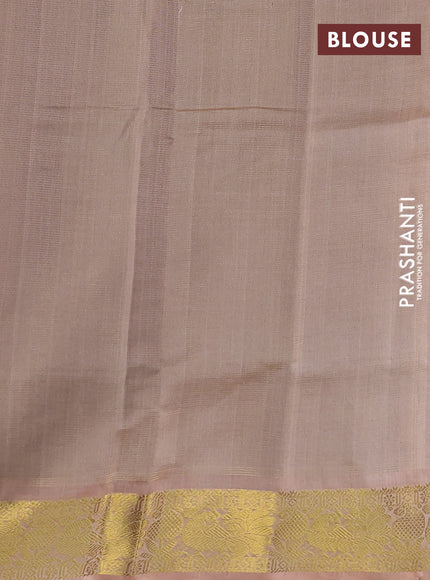 Silk cotton saree brown and sandal with allover vairaosi pattern and zari woven border