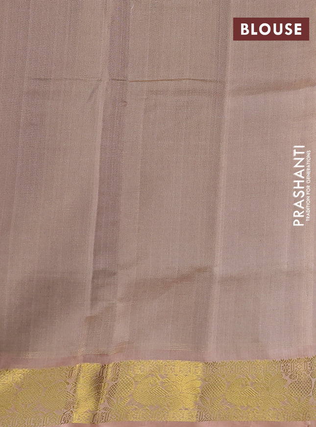 Silk cotton saree brown and sandal with allover vairaosi pattern and zari woven border