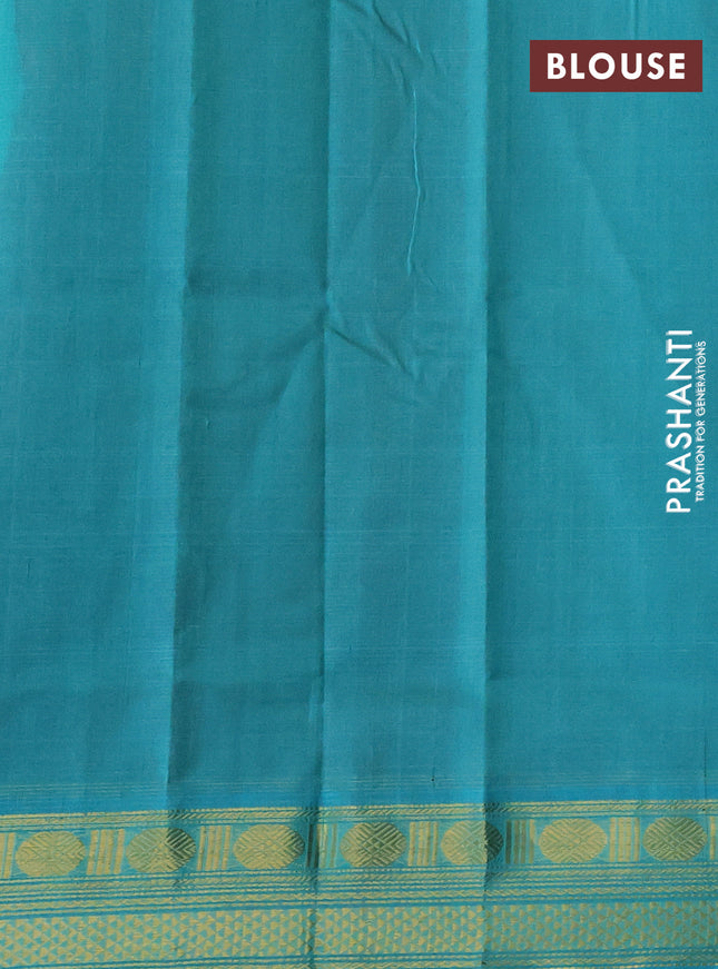 Silk cotton saree maroon and teal blue with allover vairaosi pattern and zari woven border