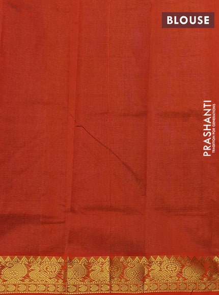 Silk cotton saree blue and orange with allover vairaosi pattern and zari woven border